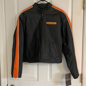 PAC-MAN Leather Jacket Burk’s Bay PAC-MAN Namco Ltd size Woman L New With Tags